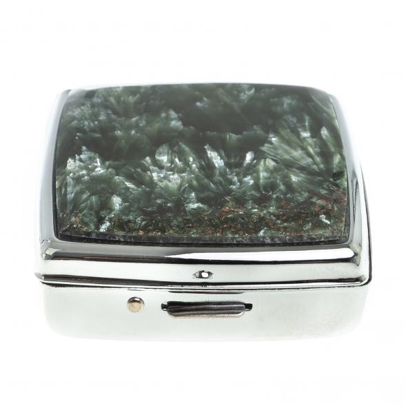 Таблетница на 2 отсека камень серафинит цвет серебро 123347