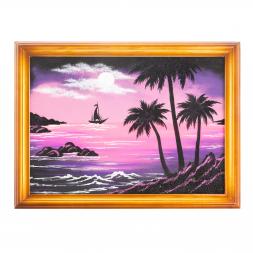 Картина &amp;quot;Морской пейзаж&amp;quot; багет дерево 36х46 см, каменная крошка