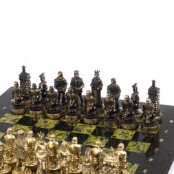 Шахматы бронзовые "Европейские" доска 32х32 см змеевик