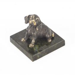 Статуэтка "Собачка средняя №8" бронза змеевик