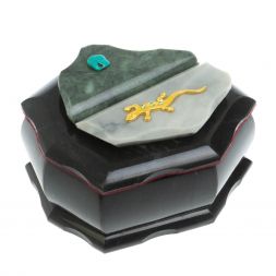 Шкатулка "Ракушка" камень змеевик / серый мрамор 14х10х9 см