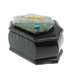 Шкатулка "Ракушка" камень змеевик / серый мрамор 14х10х9 см