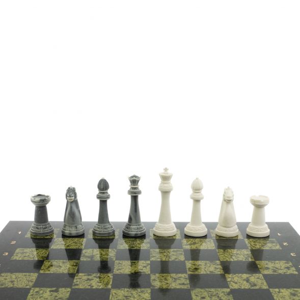 Шахматы &amp;quot;Стаунтон&amp;quot; из мрамолита  и змеевика доска 44х44 см 129355