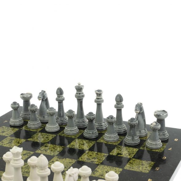 Шахматы &amp;quot;Стаунтон&amp;quot; из мрамолита  и змеевика доска 44х44 см 129355
