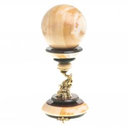 Сувенир шар антистресс из мрамора и бронзы "Слон"