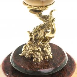 Сувенир шар антистресс из мрамора и бронзы "Слон"