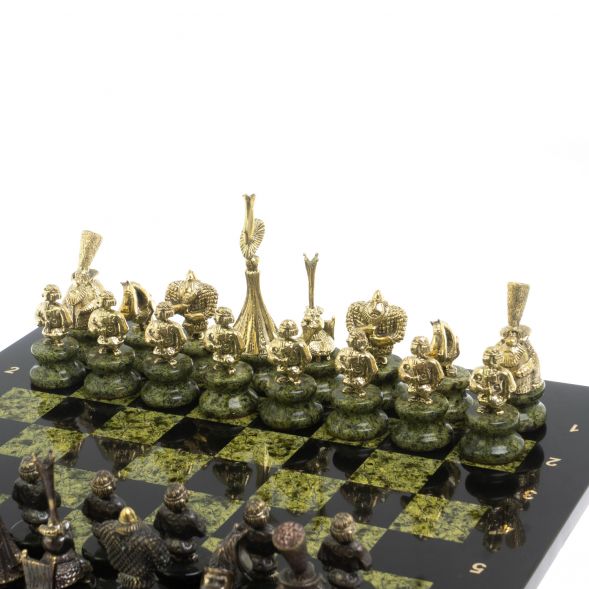Шахматы &amp;quot;Русский стиль&amp;quot; фигуры бронза, змеевик 127909