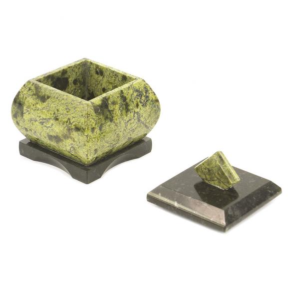 Шкатулка для украшений камень змеевик 5,5х5,5х6,5 см 112078