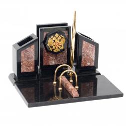 Письменный набор &amp;quot;Герб России&amp;quot; камень креноид змеевик