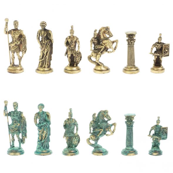Шахматы &amp;quot;Римские войны&amp;quot; фигуры бронза / патина 44х44 см змеевик 128383