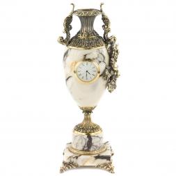 Декоративная ваза с часами "Виноград" из мрамора и бронзы