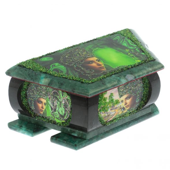 Шкатулка с рисунком &amp;quot;Хозяйка медной горы&amp;quot; 20х10х8 см змеевик 129049