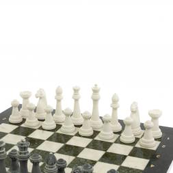 Шахматы подарочные "Стаунтон" 44х44 см мрамор / змеевик