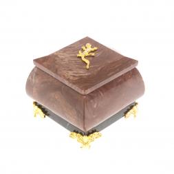 Шкатулка квадратная с ящерицей камень лемезит 6х6х5 см