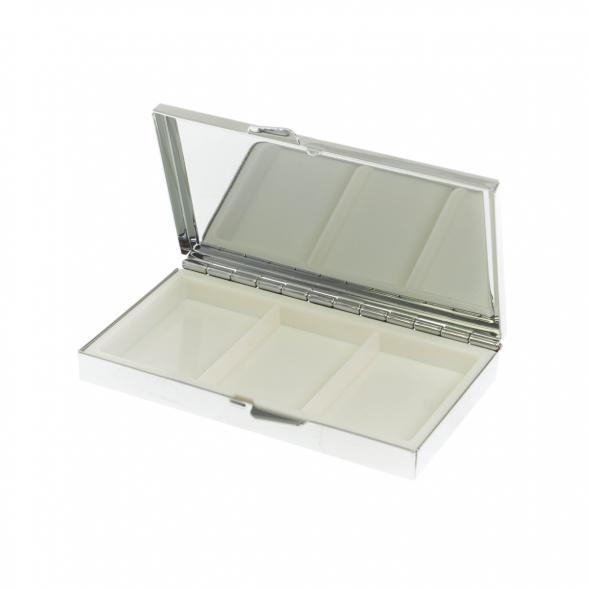 Таблетница на 3 отделения камень шайтанский переливт серебро 129894