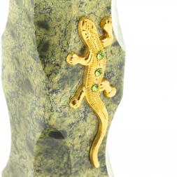Подсвечник из змеевика с ящерицей 5х5х16 см