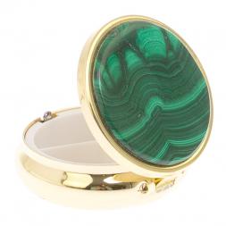 Таблетница на 3 отсека камень малахит цвет золото