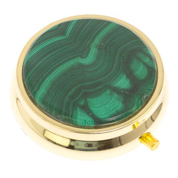 Таблетница на 3 отсека камень малахит цвет золото 125529