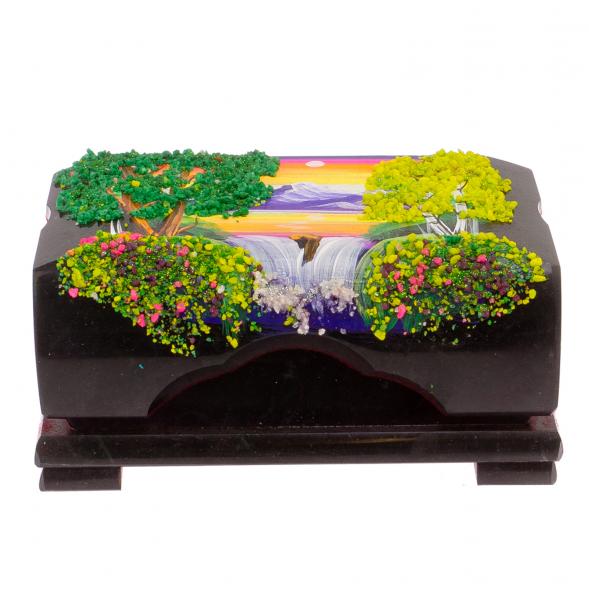 Шкатулка с расписной крышкой &amp;quot;Летний пейзаж&amp;quot; 17х11х8 см черный змеевик 125677