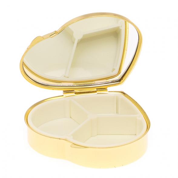 Таблетница &amp;quot;Сердце&amp;quot; на 3 отделения камень актиновит цвет золото 125910