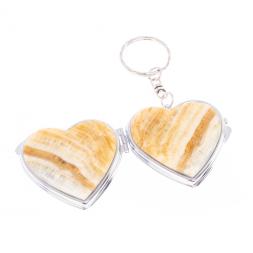 Складное зеркало брелок из оникса сердце