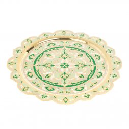 Чайный набор &amp;quot;Кубачинские узоры&amp;quot; с зеленой эмалью Златоуст