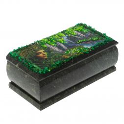 Шкатулка "Хозяйка медной горы. Лето" из змеевика 18х9х8 см