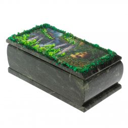 Шкатулка "Хозяйка медной горы. Лето" из змеевика 18х9х8 см