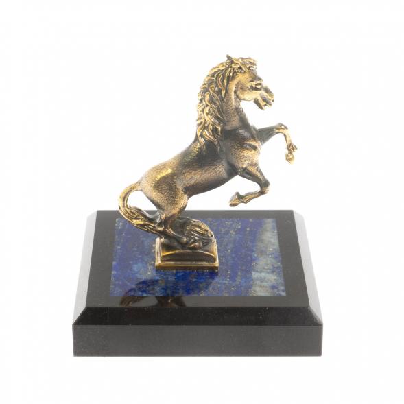 Бронзовая статуэтка &amp;quot;Конь на дыбах&amp;quot; на подставке из лазурита 129823