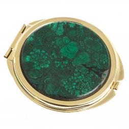 Зеркальце круглое из малахита цвет золото