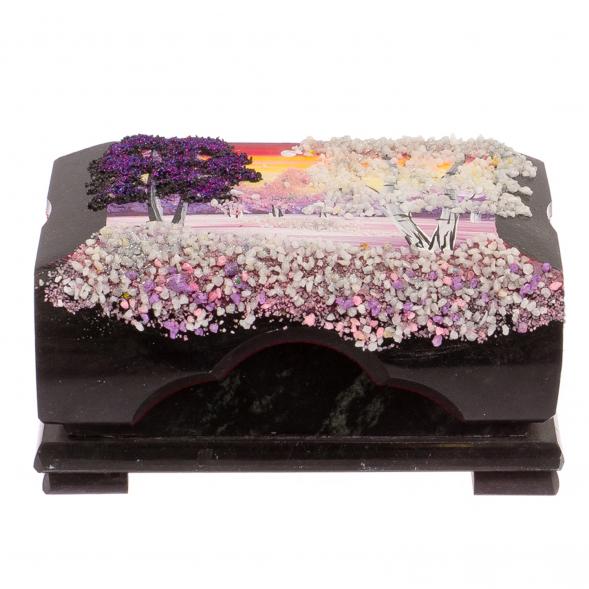 Шкатулка с расписной крышкой &amp;quot;Зимний пейзаж&amp;quot; 17х11х8 см черный змеевик 125678