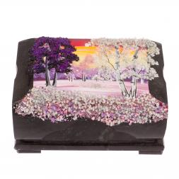 Шкатулка с расписной крышкой "Зимний пейзаж" 17х11х8 см черный змеевик