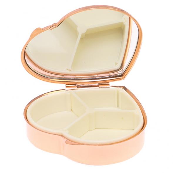 Таблетница &amp;quot;Сердце&amp;quot; на 3 отделения камень актиновит цвет красное золото 125911