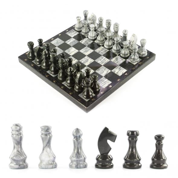 Шахматы из камня &amp;quot;Традиционные&amp;quot; мрамор змеевик 38х38 см 116727