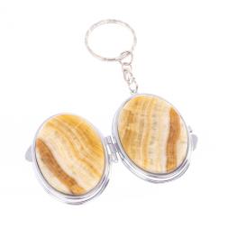 Складное зеркало брелок из оникса овальное