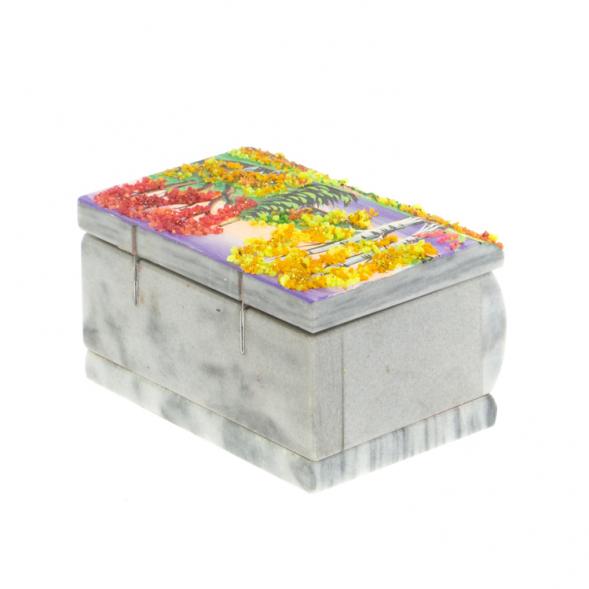 Шкатулка с рисунком &amp;quot;Осень&amp;quot; серый мрамор 10х6,5х6 см 127518