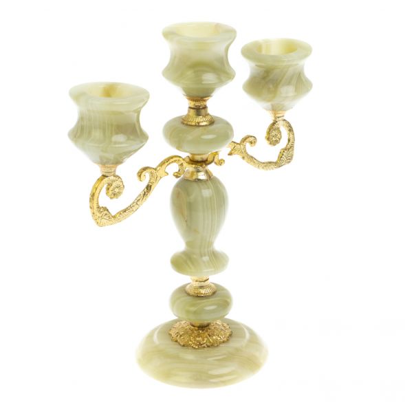 Подсвечник из оникса на три свечи 20,5х10х24 см 128829