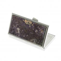 Таблетница на 3 отделения камень сиреневый флюорит цвет серебро