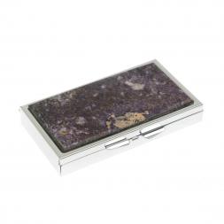 Таблетница на 3 отделения камень сиреневый флюорит цвет серебро