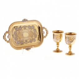 Набор для ликёра "Дуэт" 2 рюмки на подносе Златоуст