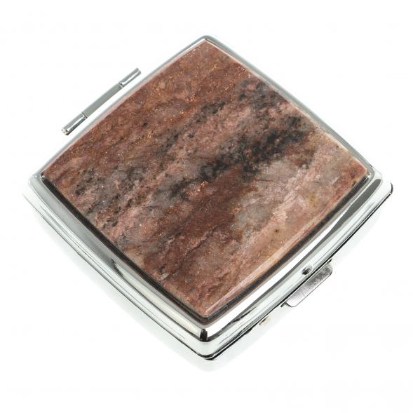 Таблетница на 2 отсека камень авантюрин цвет серебро 123352