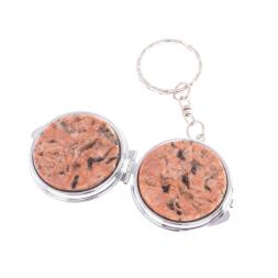 Складное зеркало брелок из камня пегматит круглое