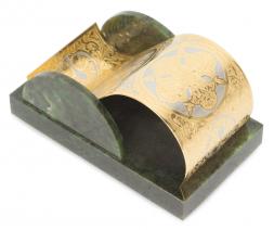 Настольная подставка для телефона &amp;quot;Герб России&amp;quot; камень нефрит в подарочной коробке Златоуст