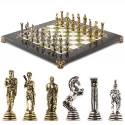 Шахматы настольные &amp;quot;Греко-Римская война&amp;quot; 32х32 см камень змеевик мрамор