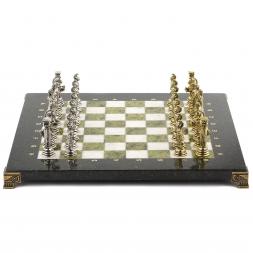 Шахматы настольные &amp;quot;Греко-Римская война&amp;quot; 32х32 см камень змеевик мрамор