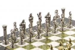 Шахматы настольные &amp;quot;Греко-Римская война&amp;quot; 32х32 см камень змеевик мрамор