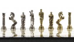 Шахматы настольные &amp;quot;Греко-Римская война&amp;quot; 32х32 см камень змеевик мрамор