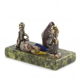 Статуэтка сувенир "Гномы рудокопы" бронза камень