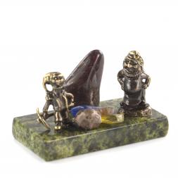 Статуэтка сувенир "Гномы рудокопы" бронза камень