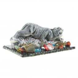 Сувенир фигурка "Рычащий тигр" из змеевика и мрамолита 8,5х6,5х4 см